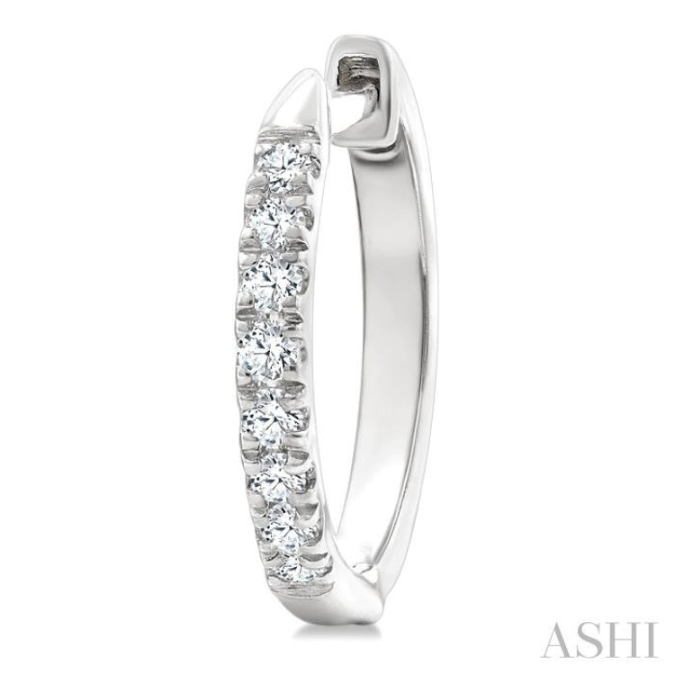 1/4 Ctw Round Cut Diamond Huggie Petite Earrings in 10K White Gold