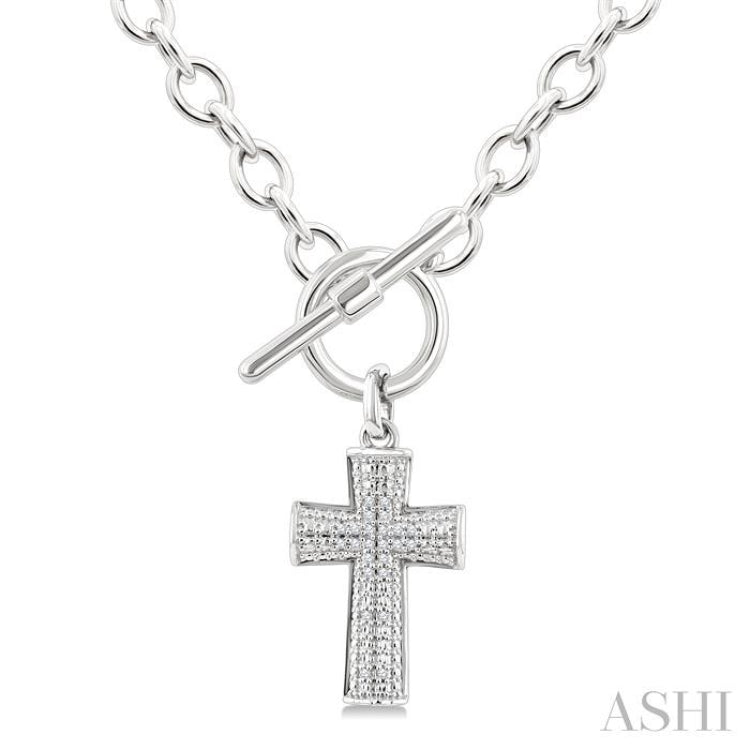 1/20 Ctw Cross Toggle Single Cut Diamond Fashion Pendant With Chain in Sterling Silver