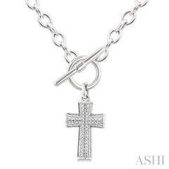 1/20 Ctw Cross Toggle Single Cut Diamond Fashion Pendant With Chain in Sterling Silver