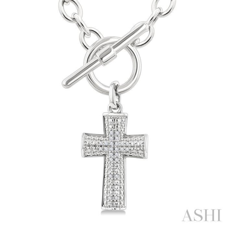 1/20 Ctw Cross Toggle Single Cut Diamond Fashion Pendant With Chain in Sterling Silver