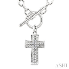 1/20 Ctw Cross Toggle Single Cut Diamond Fashion Pendant With Chain in Sterling Silver