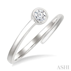 1/6 Ctw Bypass Bezel Set Round Cut Diamond Open Fashion Ring in 14K White Gold