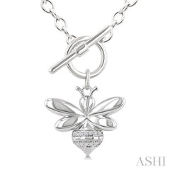 1/20 Ctw Bumble Bee Toggle Single Cut Diamond Fashion Pendant With Chain in Sterling Silver