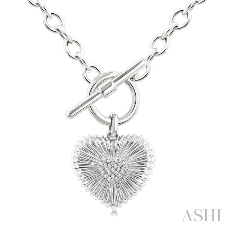 1/10 Ctw Heart Toggle Single Cut Diamond Fashion Pendant With Chain in Sterling Silver