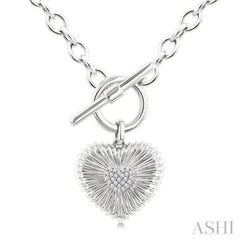 1/10 Ctw Heart Toggle Single Cut Diamond Fashion Pendant With Chain in Sterling Silver