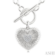 1/10 Ctw Heart Toggle Single Cut Diamond Fashion Pendant With Chain in Sterling Silver