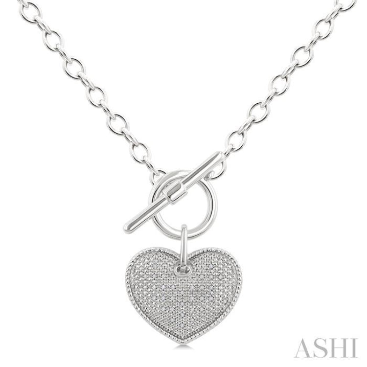 1/10 Ctw Heart Toggle Single Cut Diamond Fashion Pendant With Chain in Sterling Silver