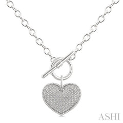 1/10 Ctw Heart Toggle Single Cut Diamond Fashion Pendant With Chain in Sterling Silver