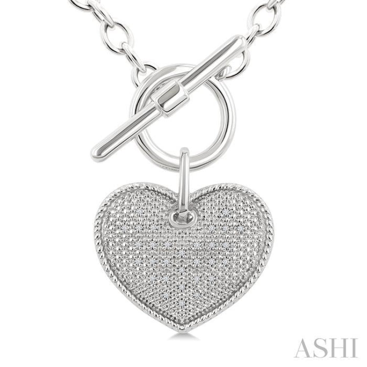 1/10 Ctw Heart Toggle Single Cut Diamond Fashion Pendant With Chain in Sterling Silver