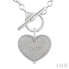 1/10 Ctw Heart Toggle Single Cut Diamond Fashion Pendant With Chain in Sterling Silver