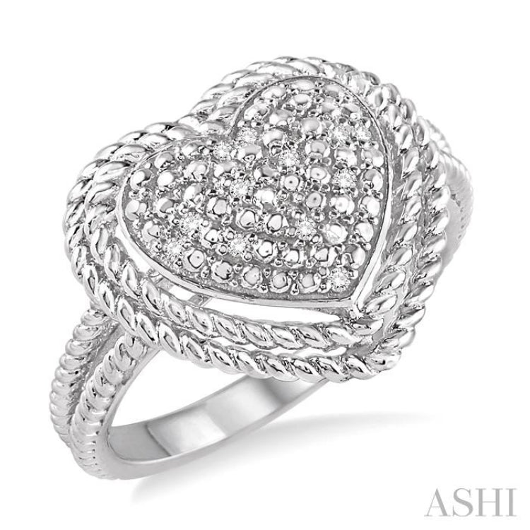 1/20 ctw Single Cut Diamond Heart Ring in Sterling Silver