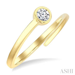 1/6 Ctw Bypass Bezel Set Round Cut Diamond Open Fashion Ring in 14K Yellow Gold