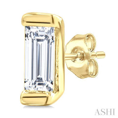 1/10 Ctw Baguette Diamond Bezel Set Petite  Fashion Earrings in 10K Yellow Gold