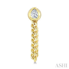 1/3 Ctw Bezel Set Pear Cut Diamond Curb Link Fashion Earrings in 14K Yellow Gold
