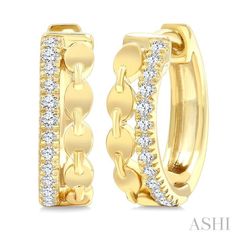 1/10 Ctw Single Cut Diamond Petite Huggie Earrings in 10K Yellow Gold