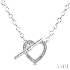 1/10 Ctw Heart Toggle Single Cut Diamond Fashion Pendant With Chain in Sterling Silver