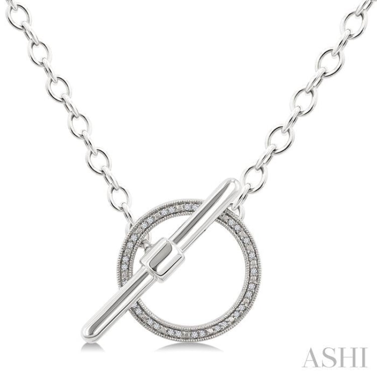 1/10 Ctw Circle Toggle Single Cut Diamond Fashion Pendant With Chain in Sterling Silver