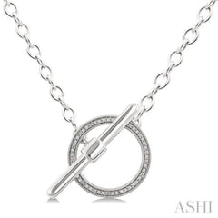 1/10 Ctw Circle Toggle Single Cut Diamond Fashion Pendant With Chain in Sterling Silver