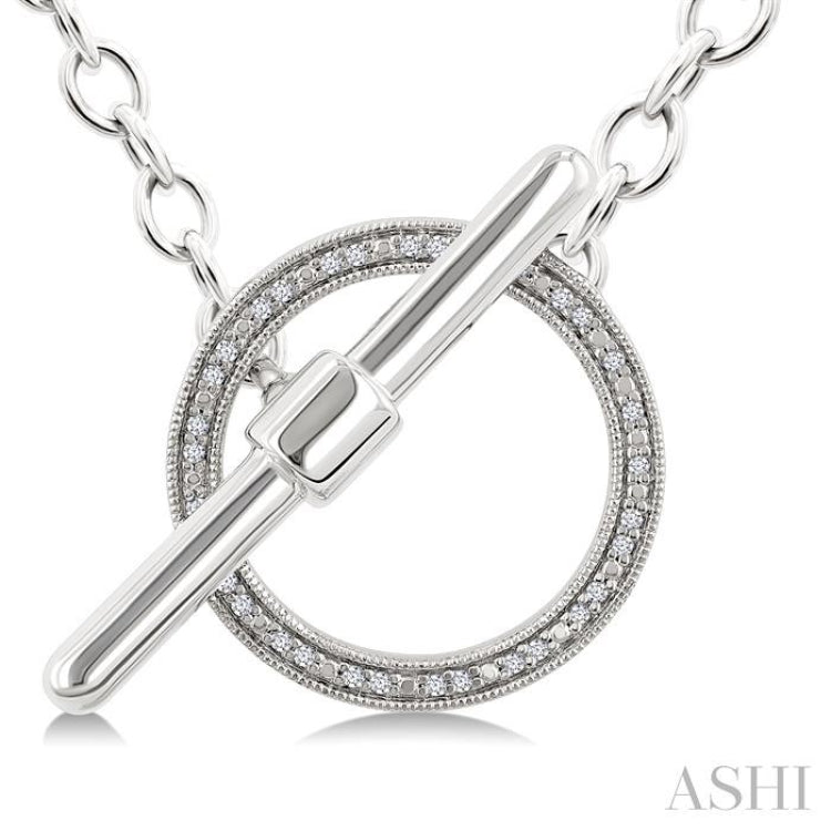1/10 Ctw Circle Toggle Single Cut Diamond Fashion Pendant With Chain in Sterling Silver