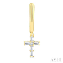 1/5 Ctw Princess and Baguette Cut Diamond Cross Petite Fashion Earrings in 10K Yellow Gold