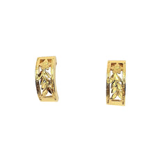 APPRAISED $300- 14KT Yellow Gold Curved Flower Designed Earrings