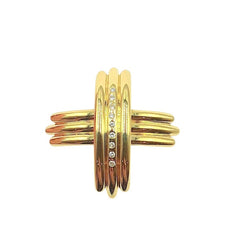 APPRAISED $5300- 18KT Yellow Gold Ribbed Pendant/Pin with 9 Round Brilliant Diamonds -T-.27ct