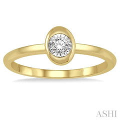 1/50 ctw Oval Shape Round Cut Diamond Promise Ring in 10K Yellow Gold