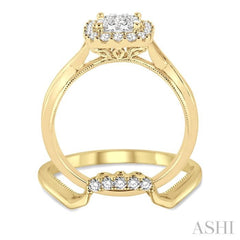 1/2 ctw Diamond Lovebright Wedding Set with 1/2 ctw Engagement Ring and 1/20 ctw Wedding Band in 14K Yellow and White Gold