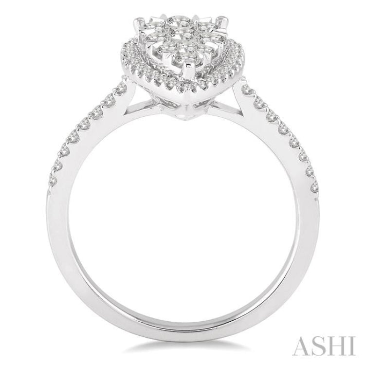 3/4 ctw Pear Shape Diamond Lovebright Ring in 14K White Gold