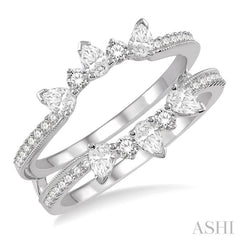 3/4 ctw Pear Cut & Round Cut Diamond Insert Ring in 14K White Gold
