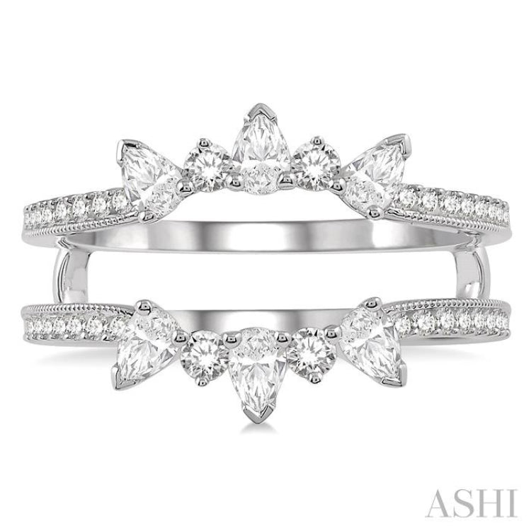 3/4 ctw Pear Cut & Round Cut Diamond Insert Ring in 14K White Gold