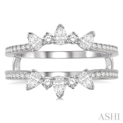 3/4 ctw Pear Cut & Round Cut Diamond Insert Ring in 14K White Gold