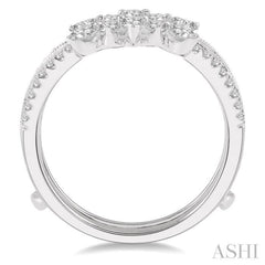 3/4 ctw Pear Cut & Round Cut Diamond Insert Ring in 14K White Gold