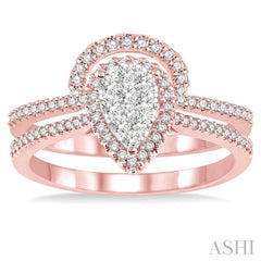 1/2 ctw Diamond Lovebright Wedding Set with 1/3 ctw Engagement Ring and 1/6 ctw Wedding Band in 14K Rose and White Gold