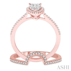 1/2 ctw Diamond Lovebright Wedding Set with 1/3 ctw Engagement Ring and 1/6 ctw Wedding Band in 14K Rose and White Gold