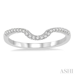 1/6 ctw Deep Curve Center Round Cut Diamond Wedding Band in 14K White Gold