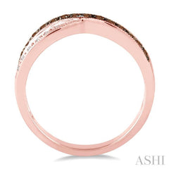 1/4 ctw Single Cut White and Champagne Brown Diamond Ring in 10K Rose Gold