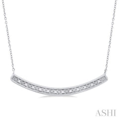 1/20 Ctw Single Cut Diamond Curved Bar Pendant With Chain in Sterling Silver