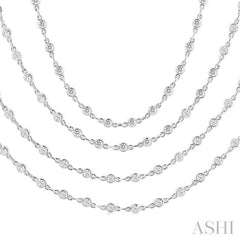 7.00 Ctw Bezel Set Round Cut Diamond Layered 60-Inch Necklace in 14K White Gold