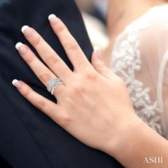 5/8 ctw Diamond Wedding Set with 1/2 ctw Princess Cut Engagement Ring and 1/6 ctw Wedding Band in 14K White Gold