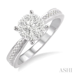 3/4 ctw Lovebright Round Cut Diamond Engagement Ring in 14K White Gold