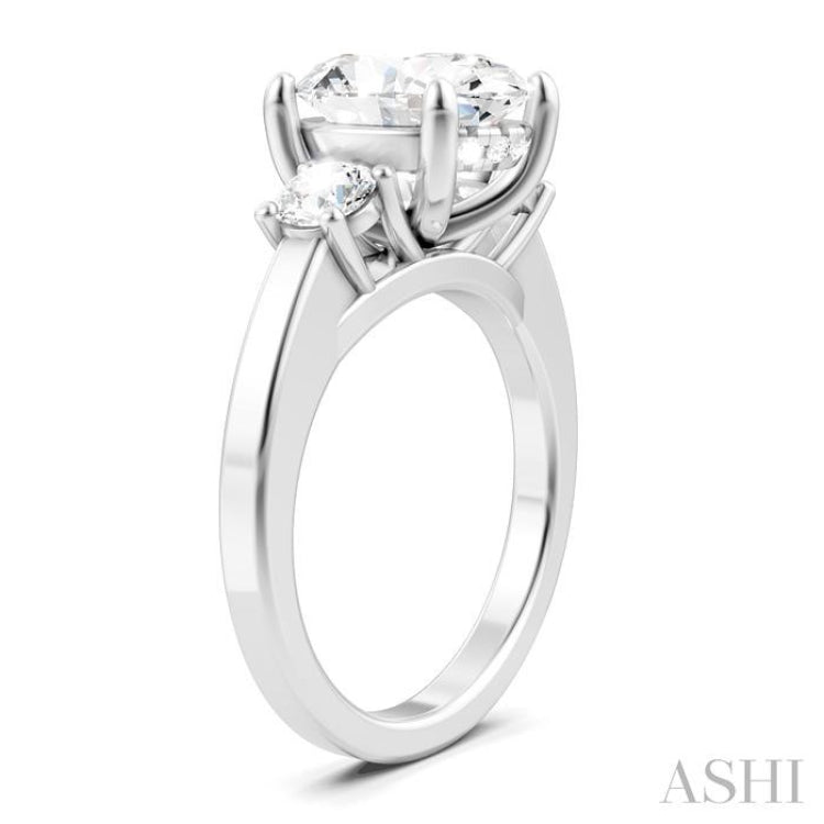 1/2 Ctw Tri-Mount Past, Present and Future Oval Shape Center Round Cut Diamond Semi Mount Engagement Ring in 14K White Gold