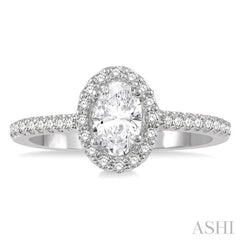 1/4 ctw Oval Shape Semi-Mount Diamond Engagement Ring in 14K White Gold