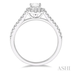 1/4 ctw Oval Shape Semi-Mount Diamond Engagement Ring in 14K White Gold