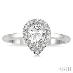 1/10 ctw Round Cut Diamond Halo Semi Mount Engagement Ring in 14K White Gold