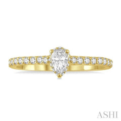 1/5 ctw Pear Shape Round Cut Diamond Semi Mount Engagement Ring in 14K Yellow Gold