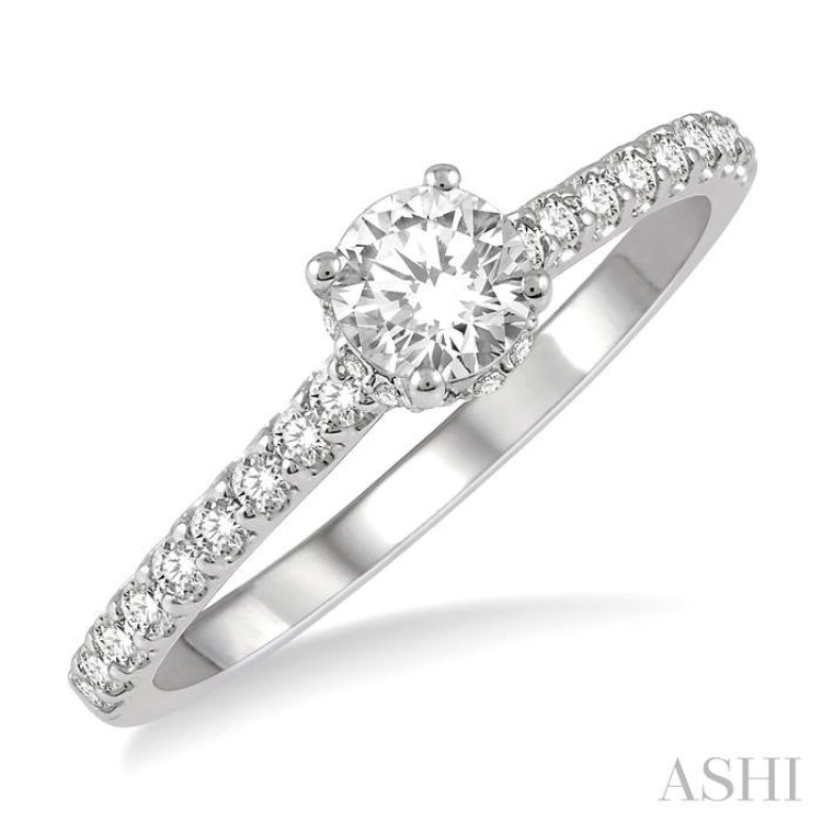 1/5 ctw Round Cut Diamond Semi Mount Engagement Ring in 14K White Gold