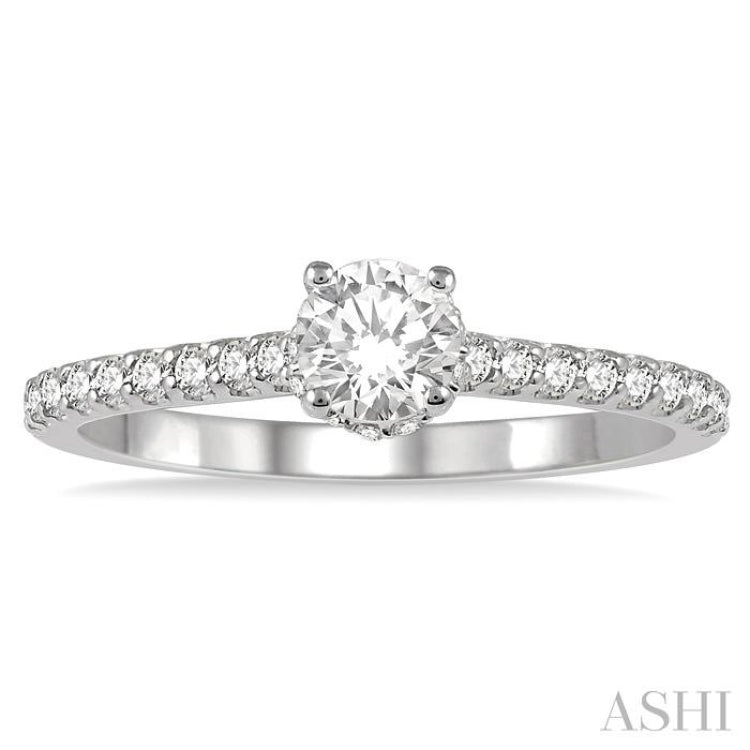 1/5 ctw Round Cut Diamond Semi Mount Engagement Ring in 14K White Gold