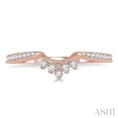 1/5 Ctw Crown Arch Round Cut Diamond Wedding Band in 14K Rose Gold