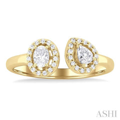 3/8 ctw Toi Et Moi Pear, Oval and Round Cut Diamond Open Fashion Ring in 14K Yellow Gold